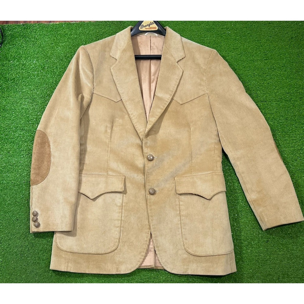 Vintage Western Sports Coat 40R (Med) Wrangler Corduroy Blazer Elbow Patches EUC